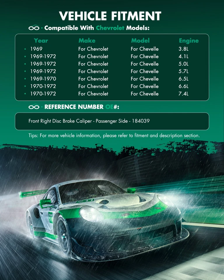 Pinzas de freno delanteras derechas para Chevrolet Monte Carlo 69-72 El Camino 1970-1972 Foto 3 de 4