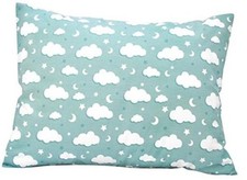 Toddler Pillowcase 13x18 - Moon Child Pillow Case, Cotton Toddler Green Clouds