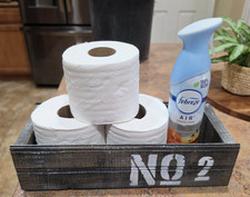 Rustic Distressed Gray Wood Bathroom Organizer Tray Box "NO 2"