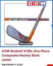 CCM Vector® V120c One-Piece Composite Hockey Stick- Junior Style right handed