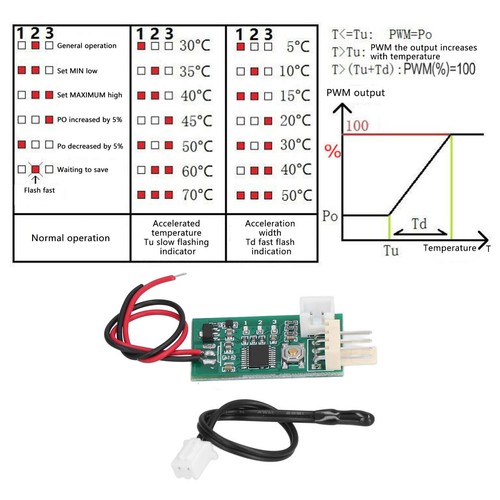 Lüfter-Temperaturregler Manuell Automatisch DC 12V PWM Drehzahlregler@ - Bild 1 von 22