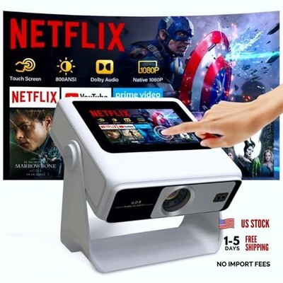 4K Support Native 1080P Touch Screen Projector with WiFi Medium White