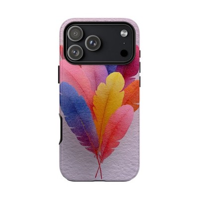 Phone Ink - iPhone/Galaxy/Pixel - Tough Case - Pastel Feathers Blue Pink