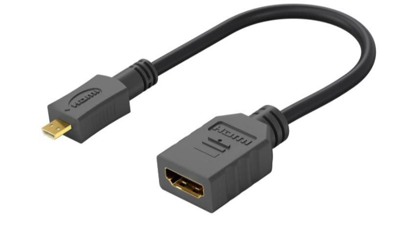 MicroConnect HDM19F19MMC HDMI to Micro HDMI Adapter – 4K 0.15m Gold-Plated Black