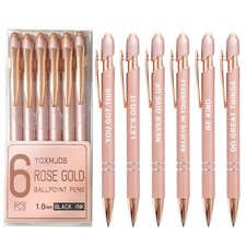 Stylus Pens for Touch Screens, 6 Pack Rose Gold Inspirational Pens, 1.0mm Med...