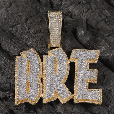 5AAA+ CZ Full Ice Out Hop Hip Bling Two Tone Customized Name Pendant Necklace