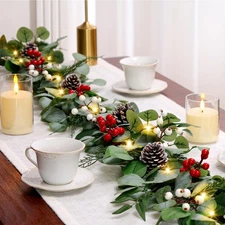 9ft Prelit Christmas Garland with Lights, Multi-Color Lights/Battery Operated...