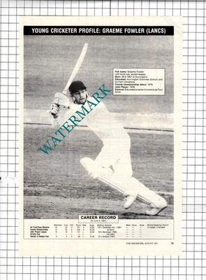 Graeme Fowler Cricketer Cricket Lancashire - 1981 Clipping