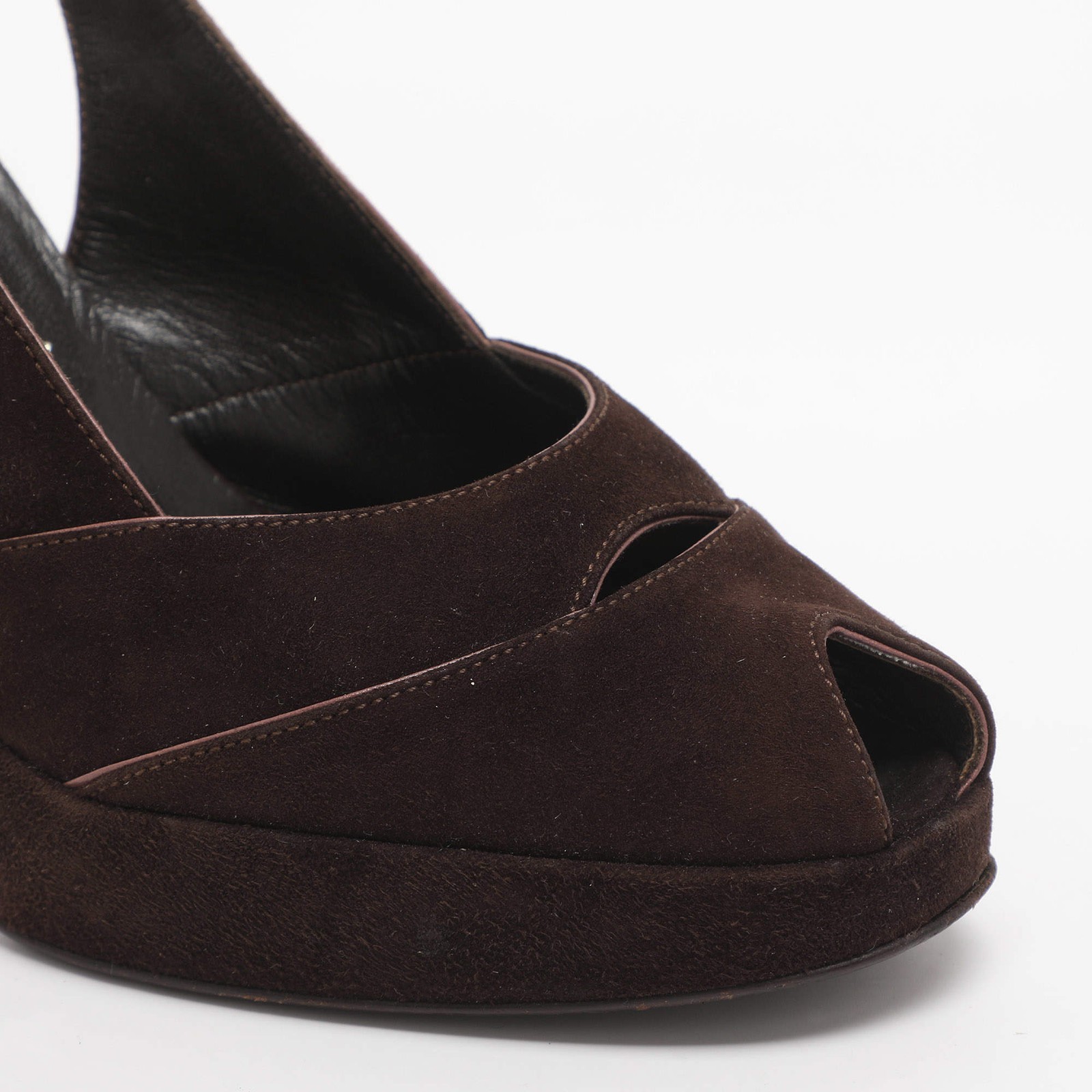Prada Size 37 Brown Suede Slingback Pumps thumbnail 7