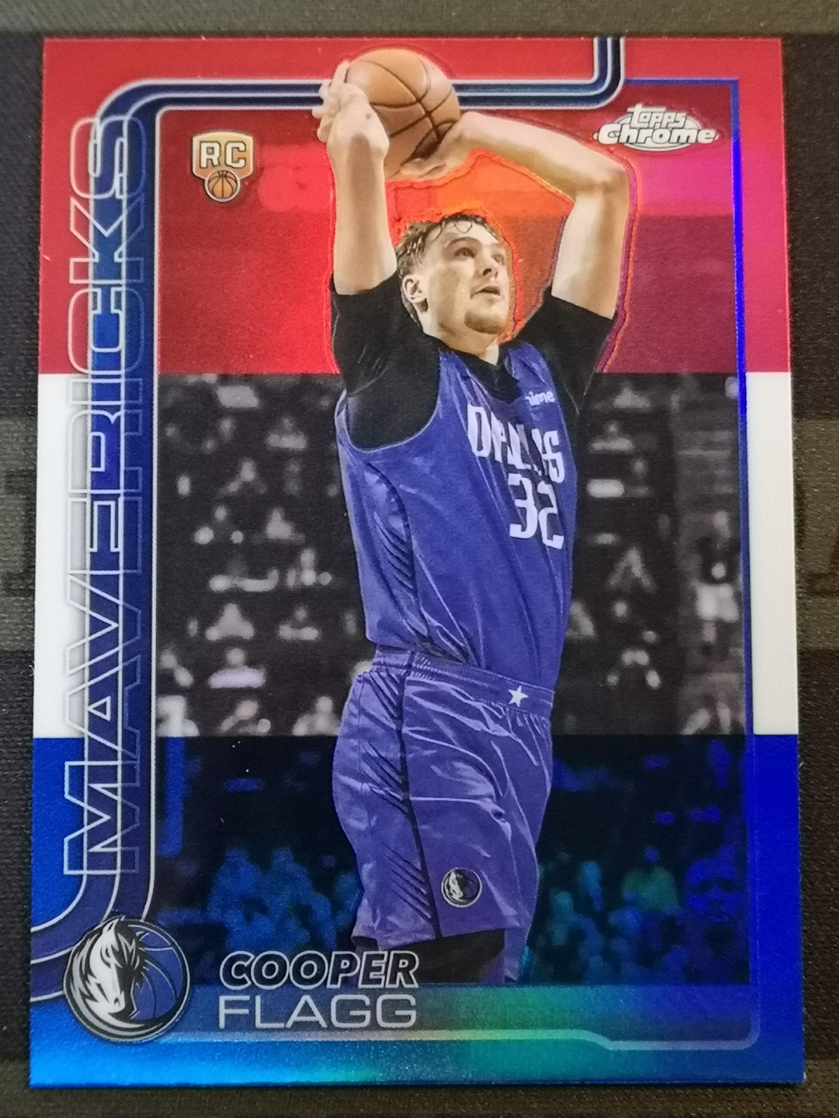 2025-26 Topps Chrome Cooper Flagg #251 RC Rookie Red/White/Blue Refractor -E3