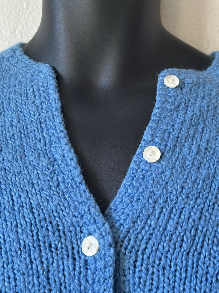 Cárdigan recortado LL Bean años 90 de colección 100% acrílico nácar botones M Preppy Foto 3 de 4