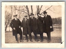 Vtg B&W Snapshot Dapper Men In Hats Outdoors 1920s