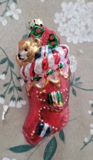 Nice Christmas Stocking Glass Figural Ornament by Ebenezer & Co.