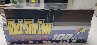 NEW Value Disk 100 Pack Black Slim Jewel Case CD DVD Storage Black Slim Sealed 
