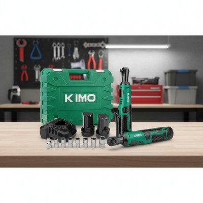 Compact 12V Cordless Ratchet Wrench Kit - 2 Batteries, 7 Sockets, Variable Speed