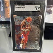 Allen Iverson 1996-97 Fleer Metal Rookie Card (RC) #201- SGC Graded 9 . rookie card picture