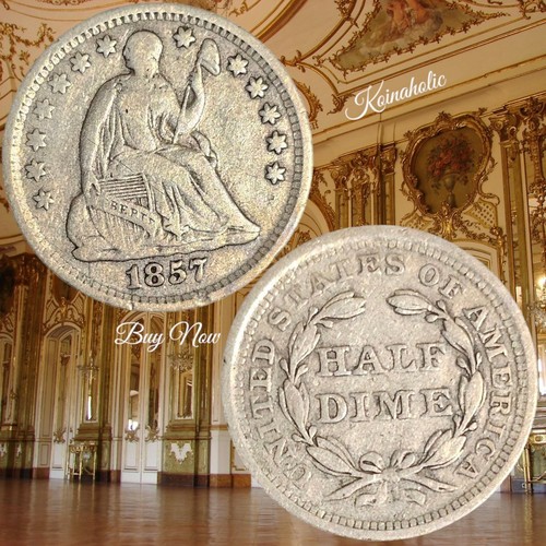 1857 Sitzende Freiheit HALBER GROSCHEN sehr schön 90% Silber, über 150 Jahre alt! - Bild 1 von 6