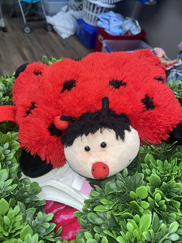 VINTAGE 2010 Pillow Pets LadyBug Pee Wees 12” Plush RETIRED Red /Black Spotted