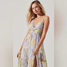 Astr the Label Floral Tiered Maxi Dress in Yellow and Purple