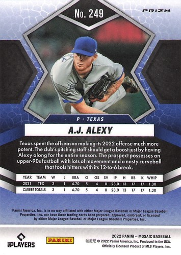 Mosaico Panini 2022 #249 A.J. Alexy Silver Prizm - Imagen 2 de 2