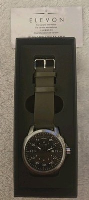 Elevon Mens Watch w/Green Leather Wrist Band 5ATM Water Resistant ELE101-3 NEW