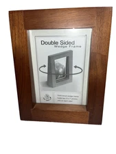 Wood Double Picture Frame Desktop Photo Display Double Sided Wedge Frame
