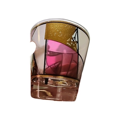 Ned Harris Signed Mid-Century Pink & Purple Abstract Double Old Fashion...set/5 - Picture 4 of 7