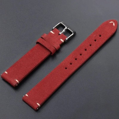 18 19 20 21 22 MM Soft Suede Leather Vintage Strap Watch Band Quick Release USA