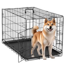 Simple Deluxe 30" Medium Dog Crate Divider, Double Door Folding Metal Wire Cage