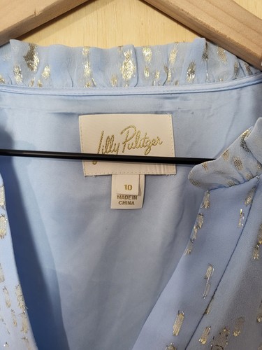 Abito donna taglia:10 Lilly Pulitzer Evaline seta bonaire blu pesce clip chiffon - Foto 4 di 9