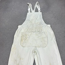Dickies Dungarees Adult 40x30 White Bib Overalls Workwear Canvas Carpenter Mens