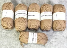 Lot 5 Skeins Filatura Lanarota Pure Wool Knitting Brown