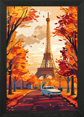 Eiffel Tower Autumn Framed Wall Art Poster Canvas Print Picture