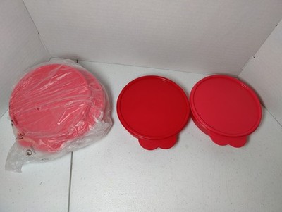 NEW Tupperware Medium Wonders 12oz Snack Cereal Bowls Coral/Red w/ Seals FS