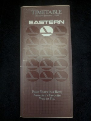 Eastern Airlines System Timetable January 1, 1983 - Vintage Defunct Airline