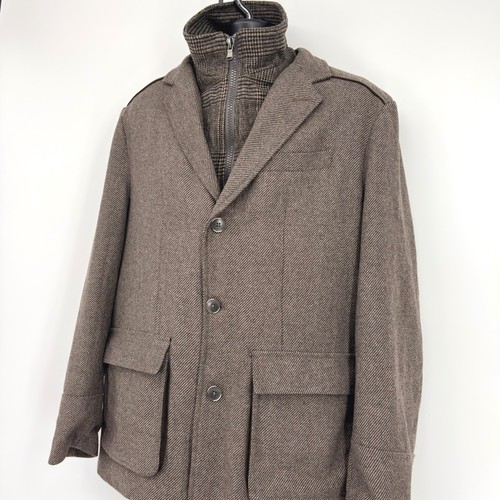 JoS A Bank Reserve Sport Jacket Overcoat 2 in 1 LG Wool Blend Houndstooth Lined - Picture 2 of 14