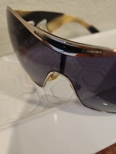 AUTHENTIC Christian Dior Sunglasses Gaucho 1 Shield Mask Silver John Galliano - Picture 6 of 15