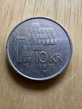 1995 NORWAY Coin 10 KRONER - King Harald V - 10 Kr Coin
