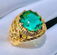 Green Emerald Gemstone Handmade Ring With 925 Sterling Silver Engagement Ring