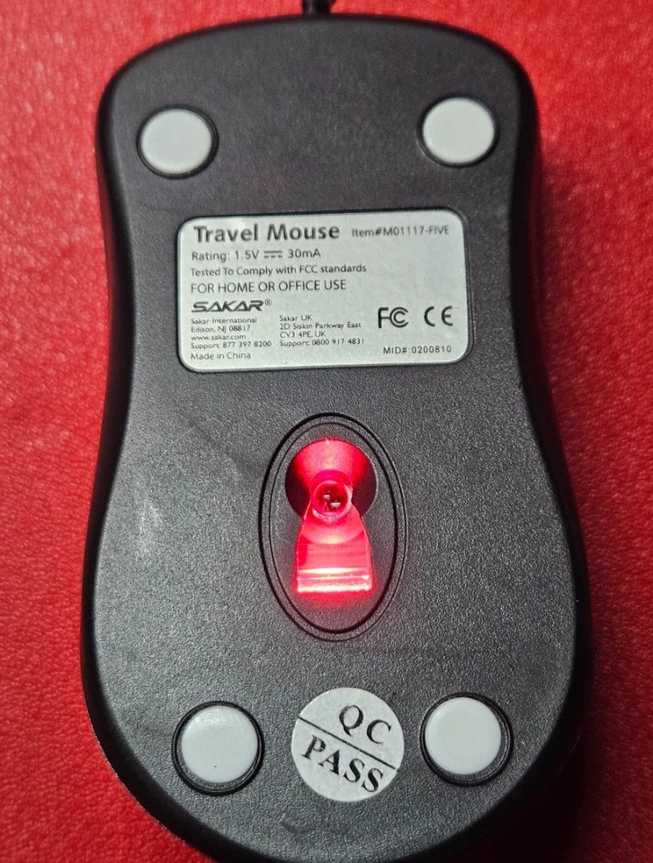 Sakar M01117-FIVE USB Retractable 3" Mini Travel Mouse Blue LED Scroll Wheel - Image 3 of 4