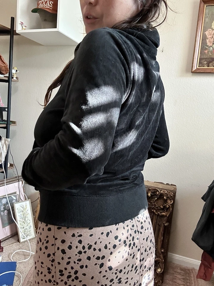 Sudadera con capucha para mujer Michael Kors negra manga larga bolsillos cremallera completa talla grande Foto 3 de 4