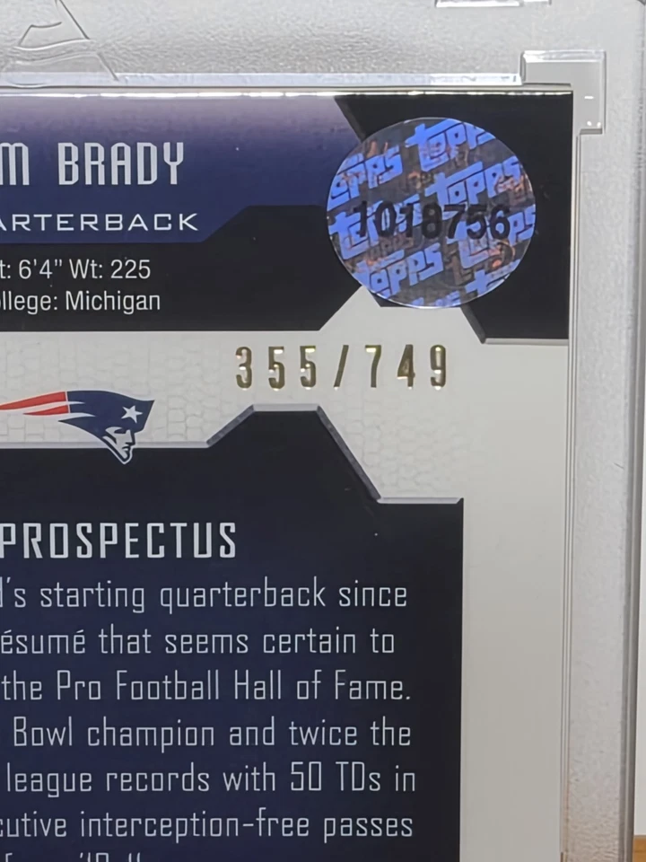 2011 e-topps topps #1 Tom Brady etopps #355/749 chrome refractor RARE SP - Image 4 of 4