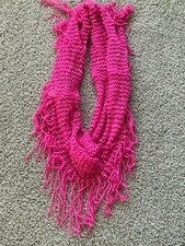 Justice Girls Pink Knitted Sequin Loop Scarf EUC