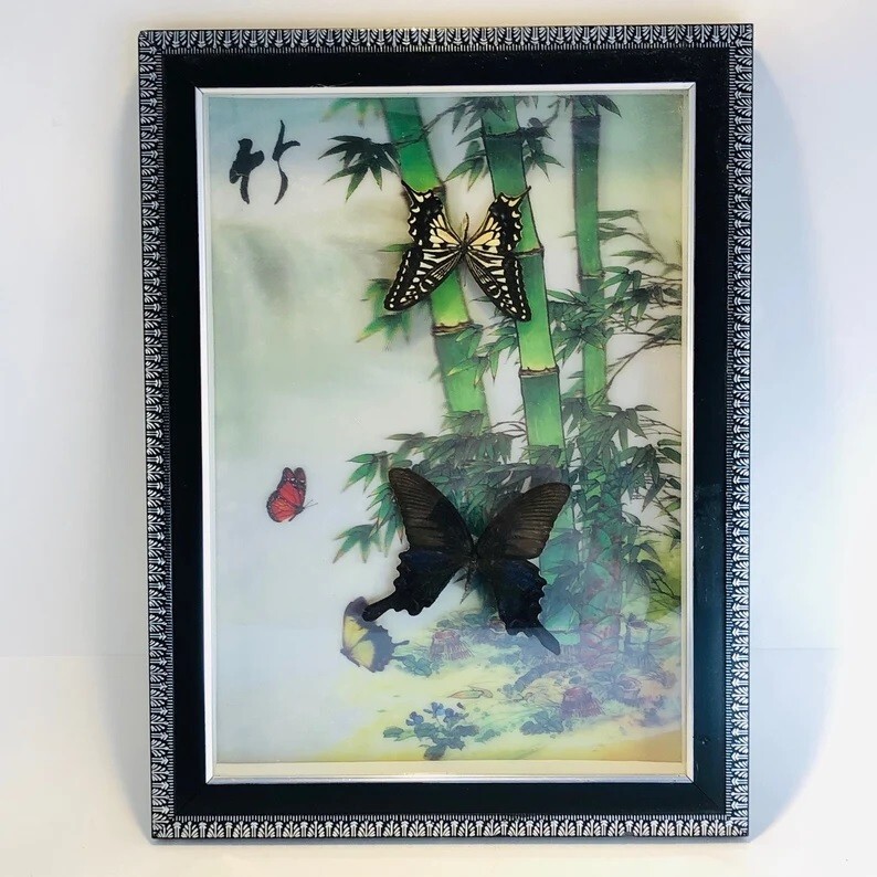 Vintage Origami Butterfly 3D Shadow Box, Made In Japan | eBay