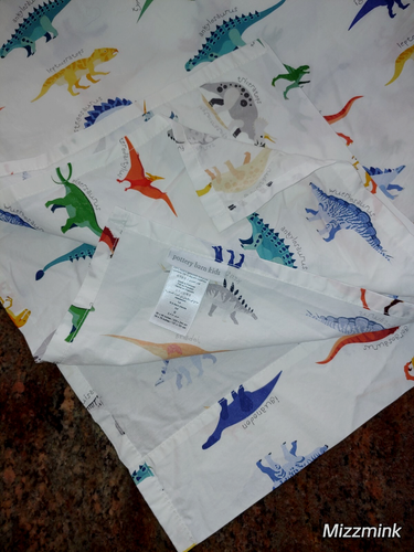 Pottery Barn DOUBLE flach Finn Dino Bio-Baumwolle Bettlaken 87x92" - Bild 3 von 8