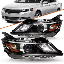 Black Headlights For 2014-2020 Chevy Impala Halogen Headlamp Left+Right 14-20