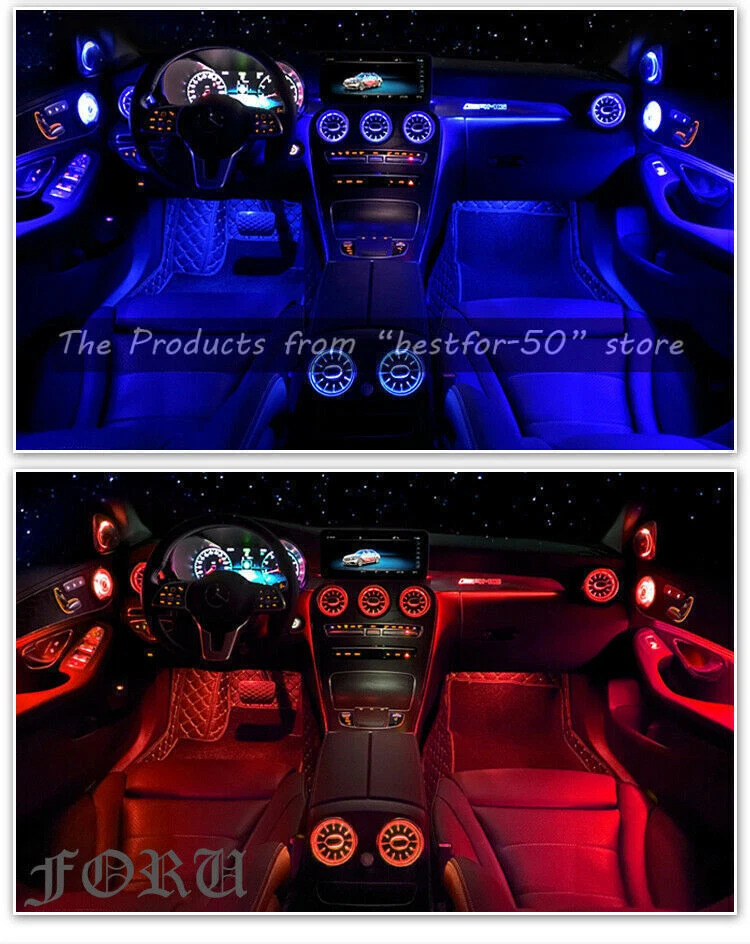 For Mercedes Benz C-Class W205 3-color Ambient Light AC Vent 2015-2018 7Pcs Foto 4 de 4