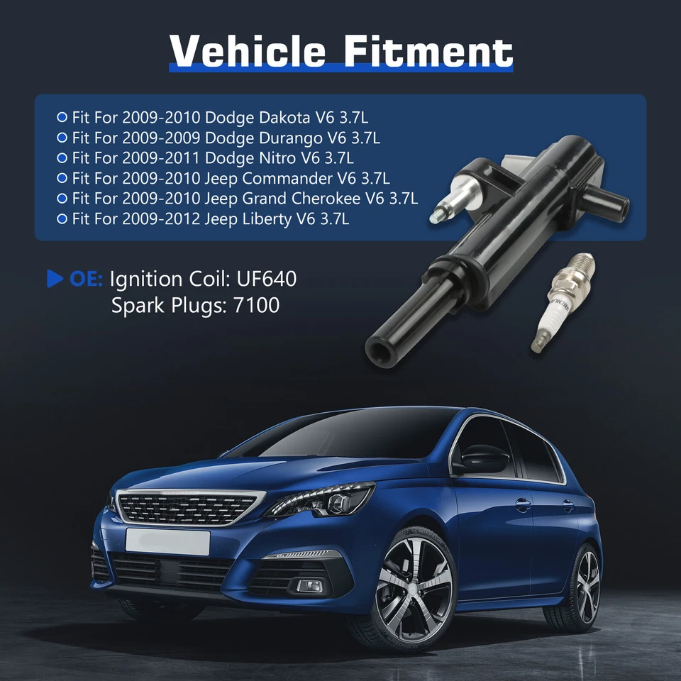 3X Ignition Coils+Iridium Spark Plugs for for 2009-2010 Dodge Dakota UF640+7100 Foto 3 de 4