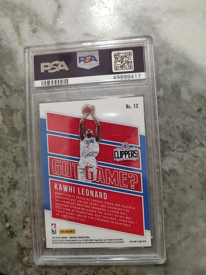 2019-20 Mosaic Kawhi Leonard Got Game? Green Mosaic Prizm #13 PSA 10 Clippers - Image 2 of 2
