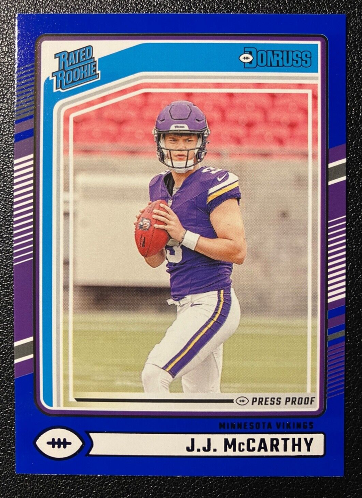 2024 J.J. McCarthy Panini Donruss Blue Press Proof RC Vikings #303 NFL Rookie Card